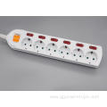6-Outlet German Power Strip with Individual Switches